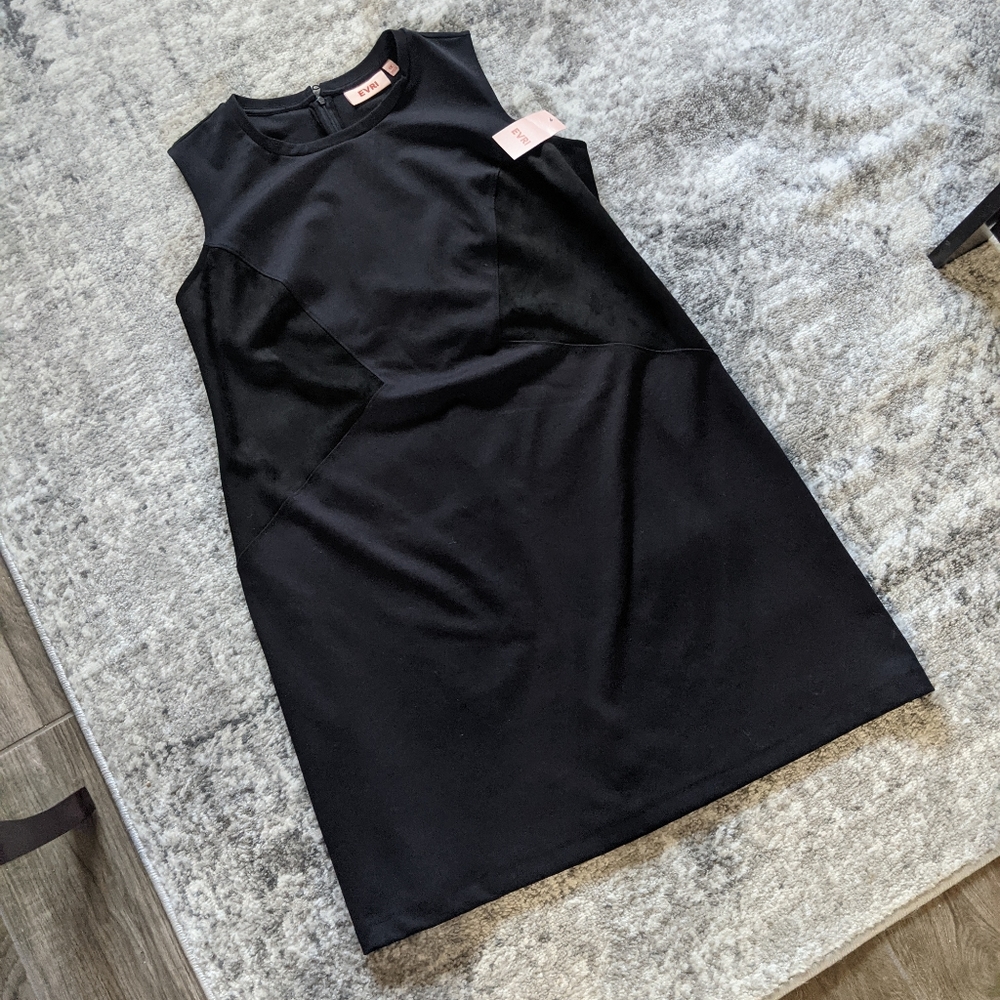 New Evri 2X 3X Little Black Dress with Faux Sue